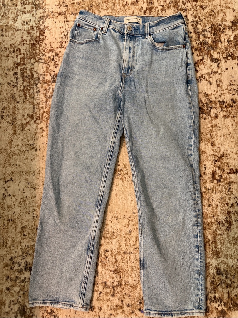 Abercrombie & Fitch Light Blue Cropped Straight Jeans